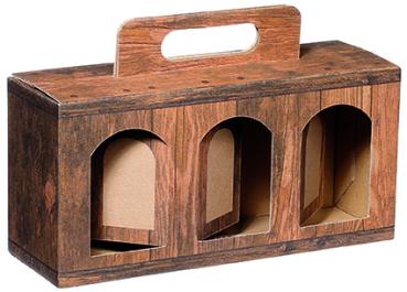 3er Tragebox für Gläser 246x78x90 holzoptik
