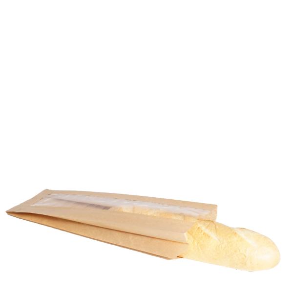Seitenfaltensack braun  43x14 cm m. Sichtf. 7 cm